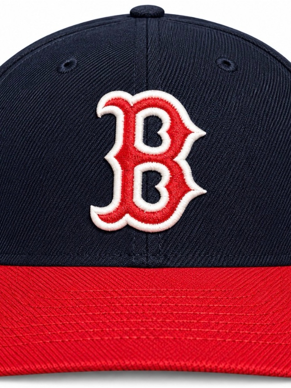 New Era Boston 59FIFTY Navy Hat with Red Visor and White-Outlined B Patch 7 5/8